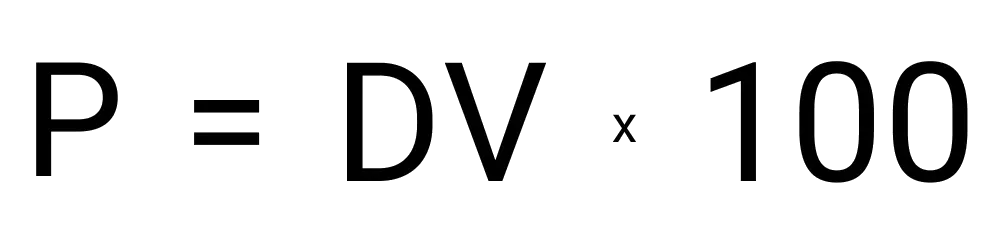 An image showing the formula for converting a decimal value to percent.